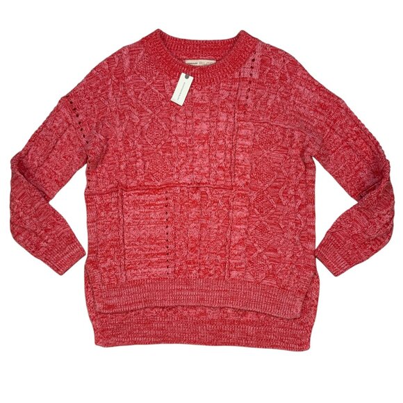 Anthropologie Pilcro Jasmine Cable Knit Tunic Sweater XS Raspberry Marled NWT - Picture 12 of 12